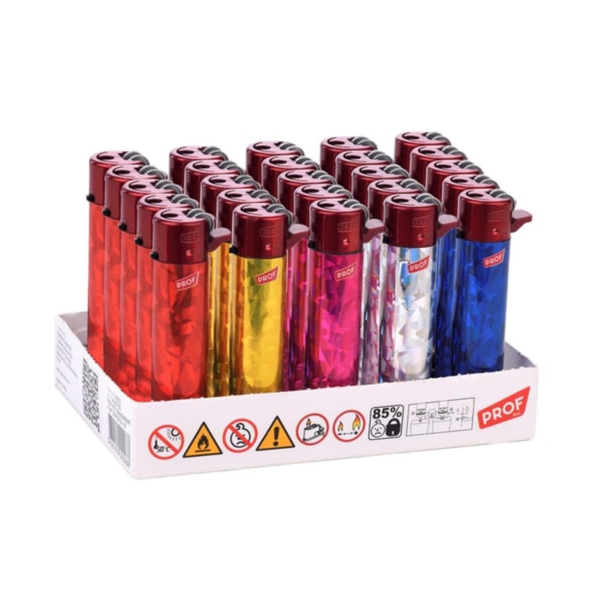 Prof Red Shiny Cristals Flint Lighter 25 Stk