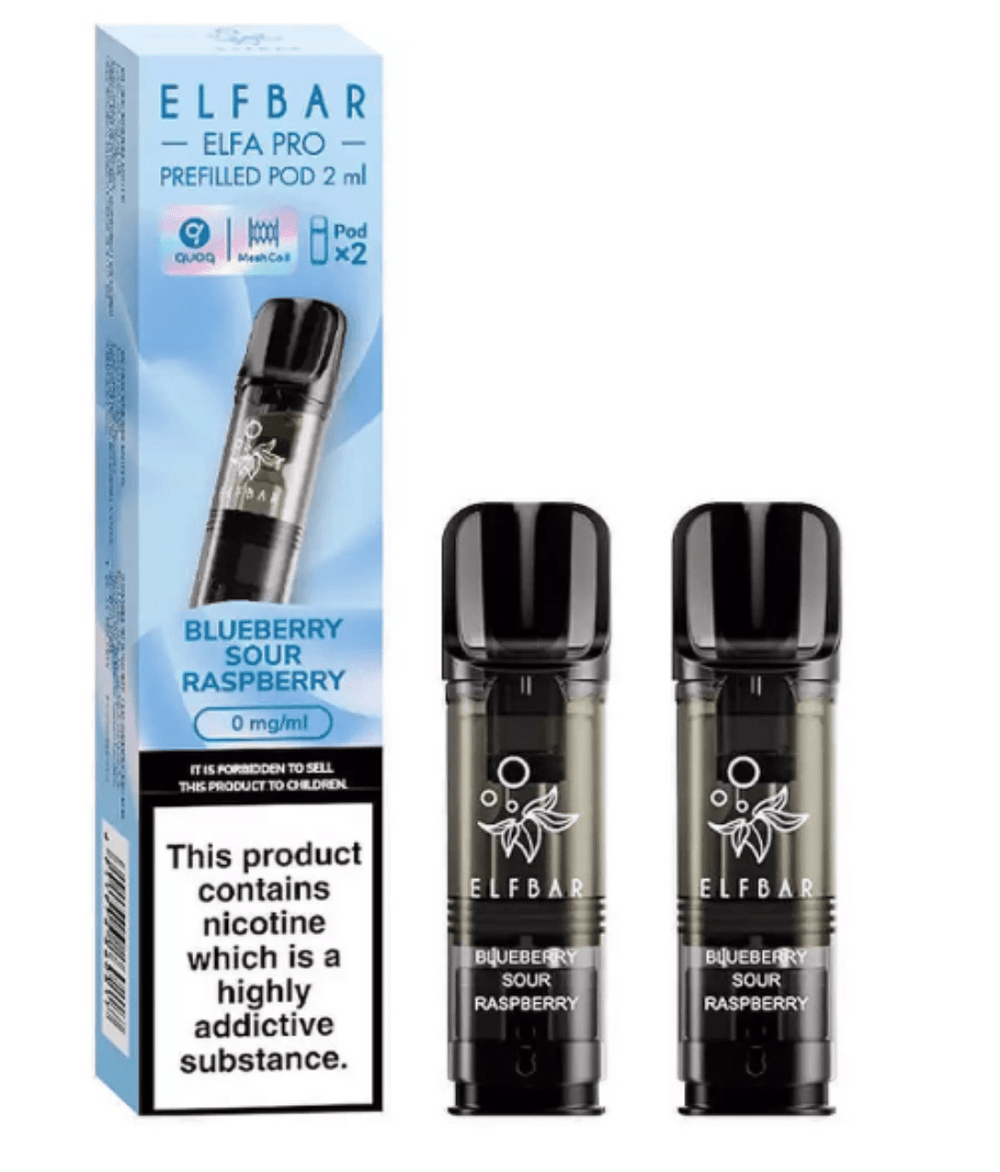 ELFBAR ELFA Kit Pro 2ml Pods 0mg - Blueberry Sour Raspberry 10 Stk