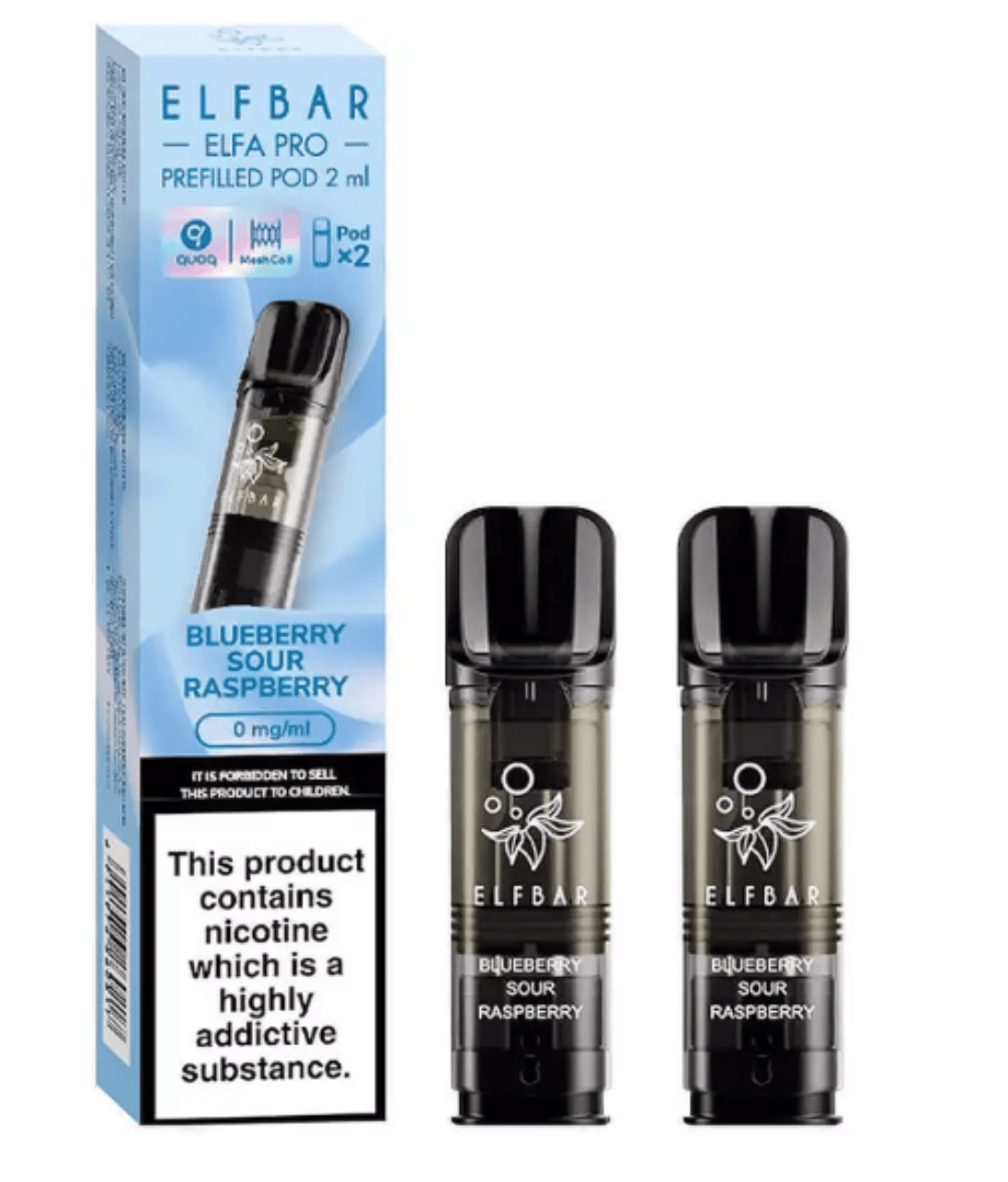 ELFBAR ELFA Kit Pro 2ml Pods 0mg - Blueberry Sour Raspberry 10 Stk