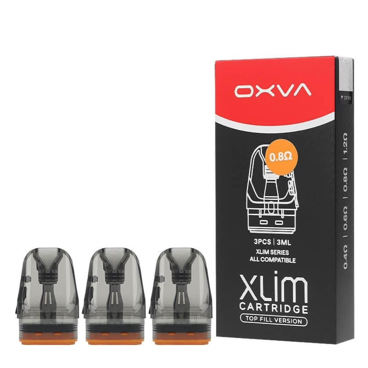 3x OXVA Xlim Top Fill Cartridge 0.8 Ohm, 2ml