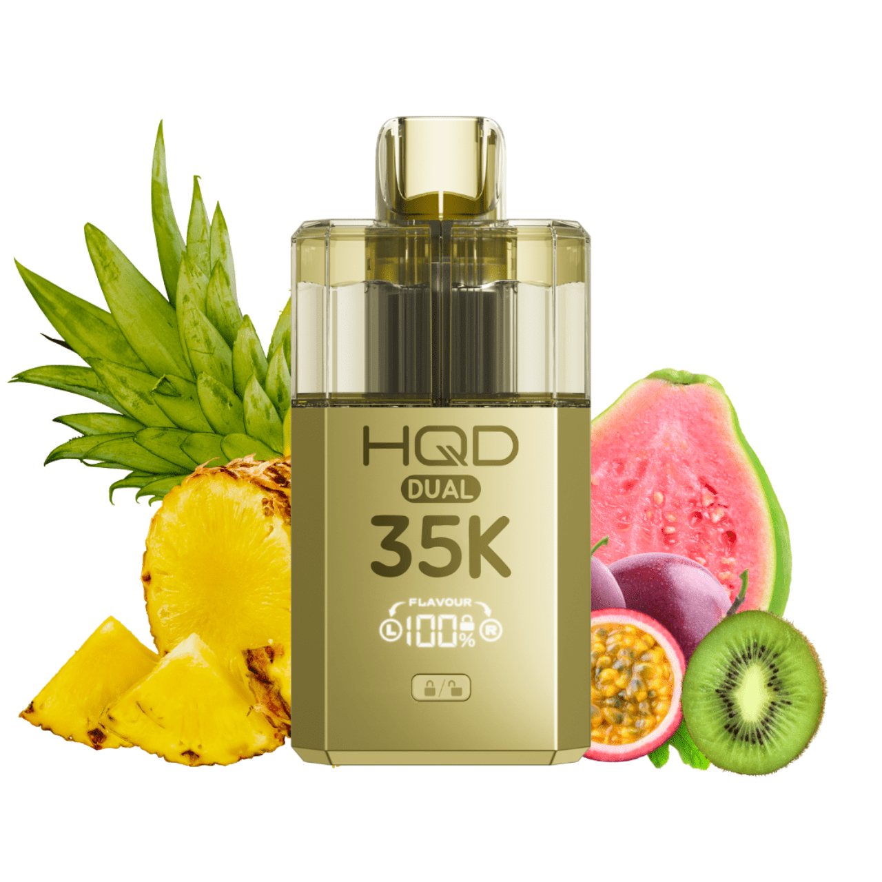 HQD DUAL 35K Starter Kit - Pineapple Ice & Kiwi Passionfruit Guava ( Gold)