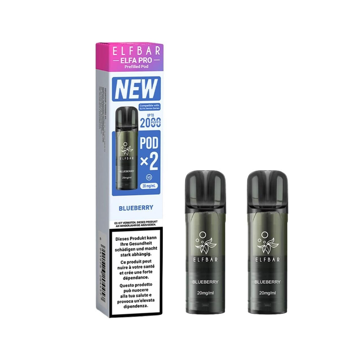 ELFBAR ELFA Kit Pro V2 2ml Pods 20mg - Blueberry 10 Stk