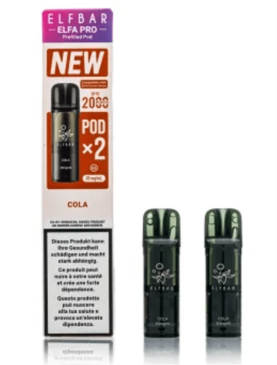 ELFBAR ELFA Kit Pro V2 2ml Pods 20mg - Cola 10 Stk