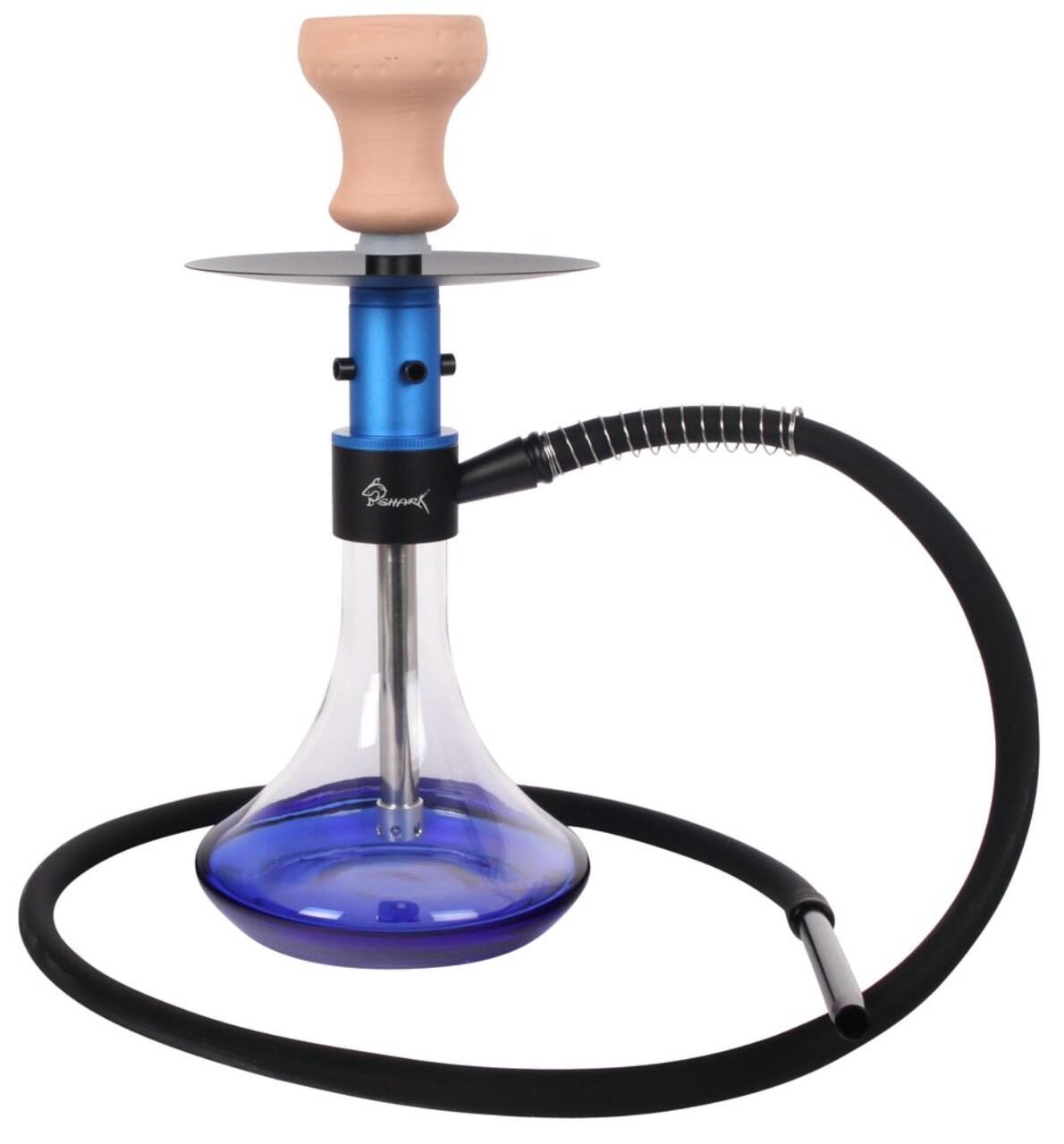 Shark Shisha Fatter Blau 34,5cm 1 Anschl.
