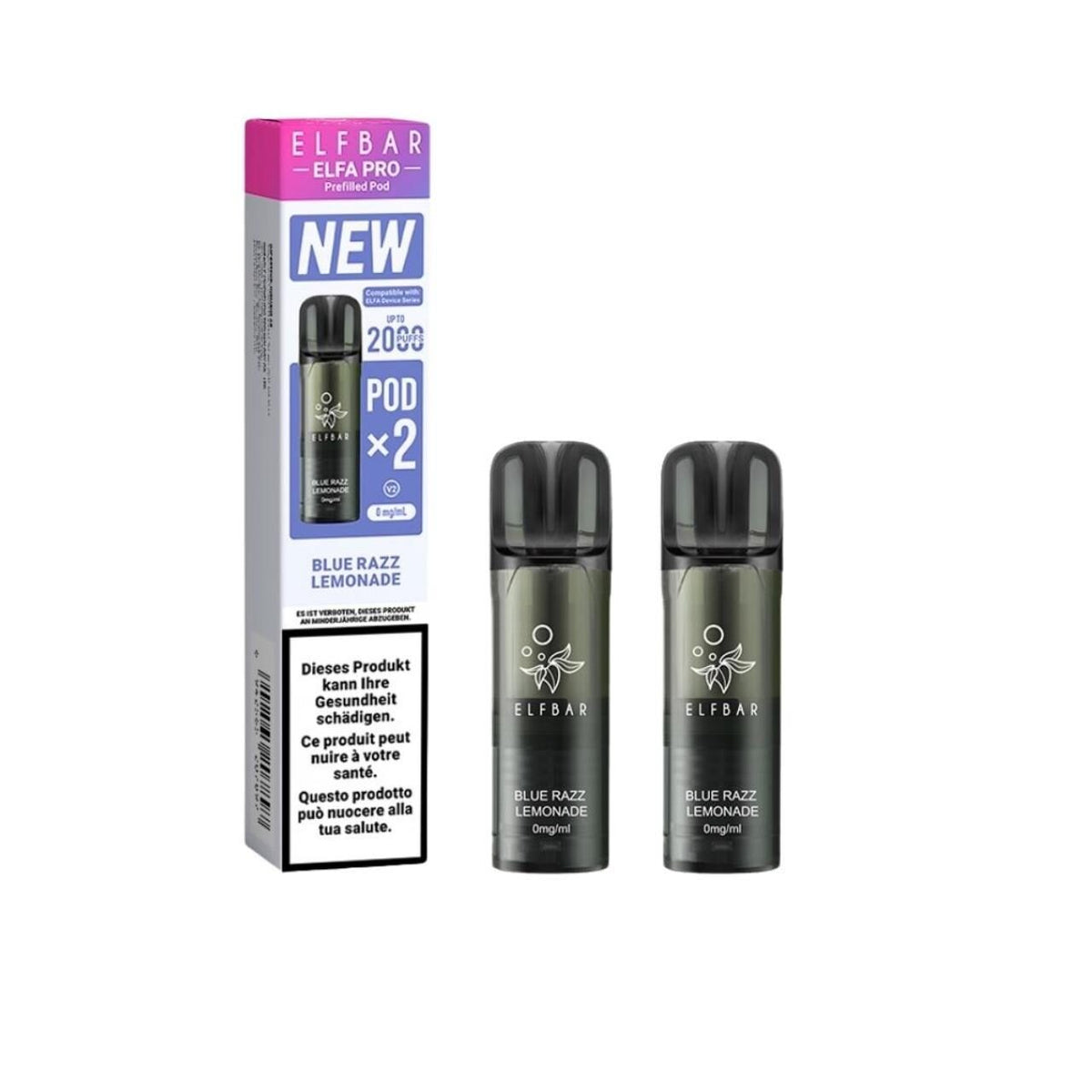 ELFBAR ELFA Kit Pro V2 2ml Pods 0mg - Blue Razz Lemonade 10 Stk