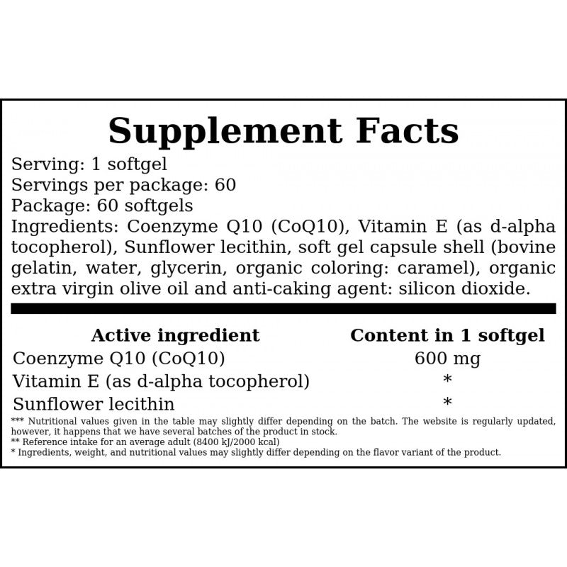 CoQ10 ( Koenzym Q10 ) 600mg - 60Softgels x12