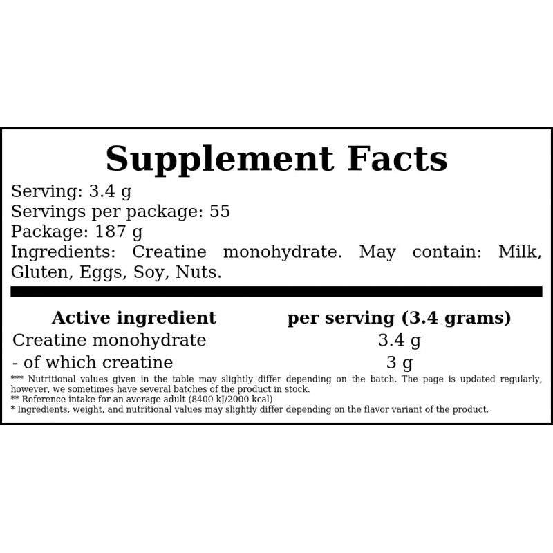 Creatine - 187g - Unflavored x6