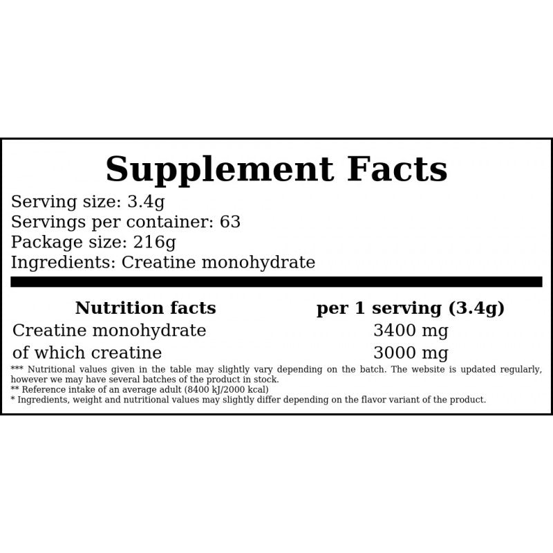 Creatine - 216g - Unflavored