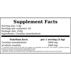 Creatine - 216g - Unflavored