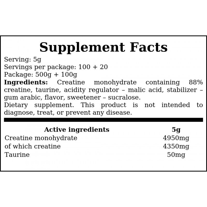 Creatine - Wild Strawberry - 500g + 100g FREE