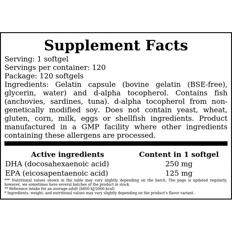 DHA 250mg - 120softgels x12