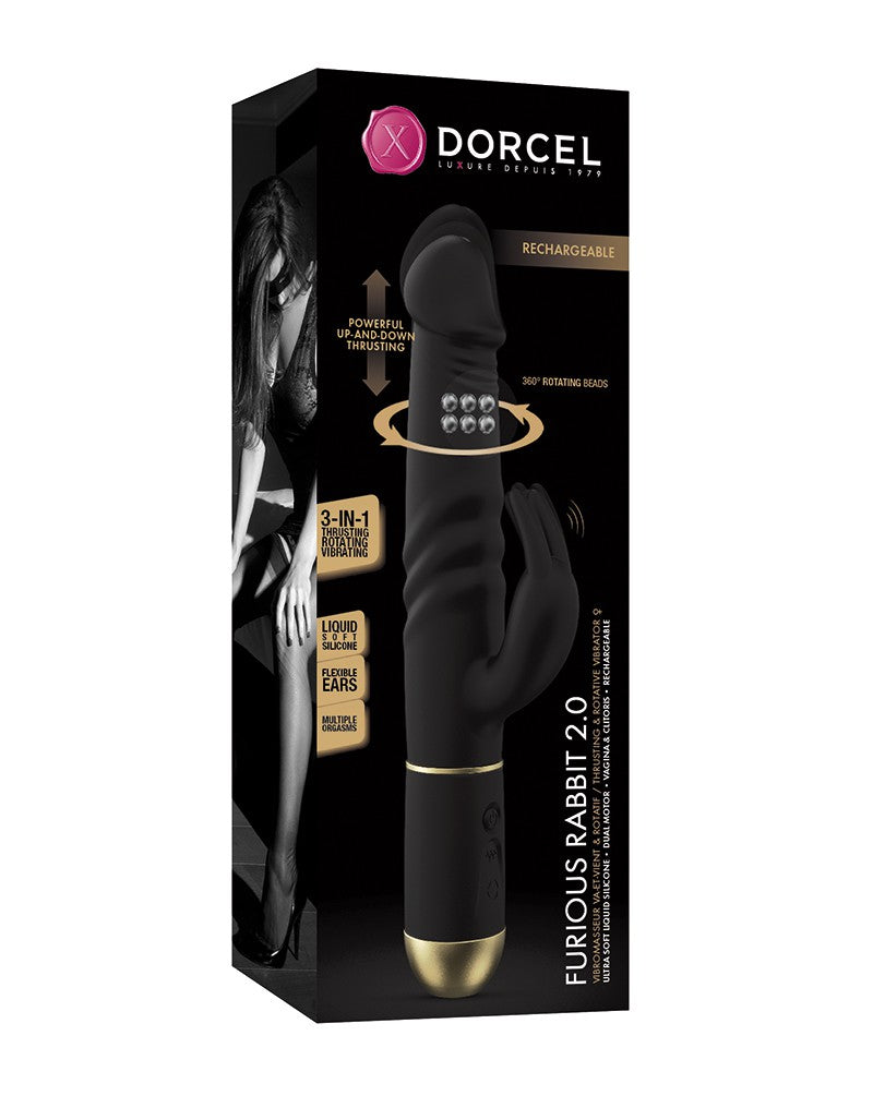 Dorcel - Furious Rabbit 2.0 - Thrusting und Rotating Vibrator - Schwarz - 6072523