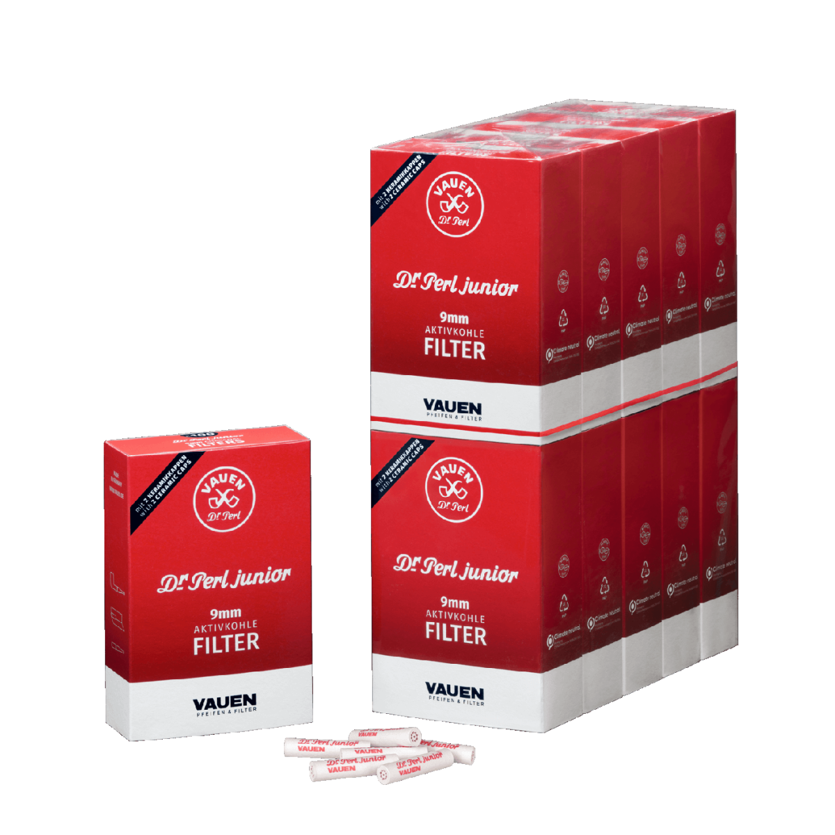 Dr. Perl Junior - Aktivkohlefilter 9mm - Box - 100 Stück