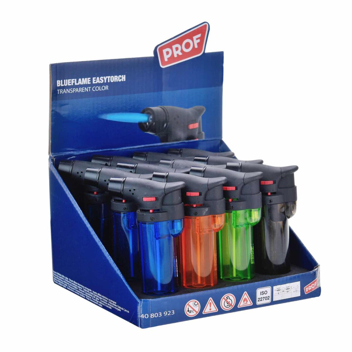 Easy Torch Feuerzeug - Jetflame Blue - Display - 12 Stück