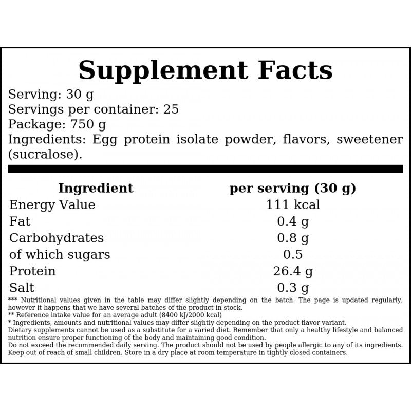Egg Protein Isolate - 750g - White Chocolate