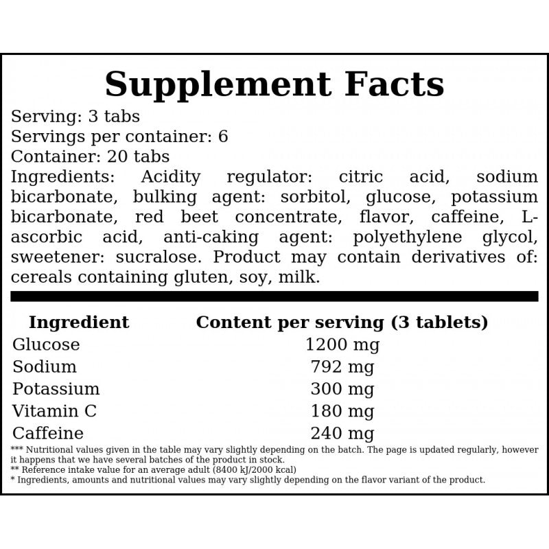 Elektrolyte Energie – 20 Tabletten (brausetabletten) – Kirsche