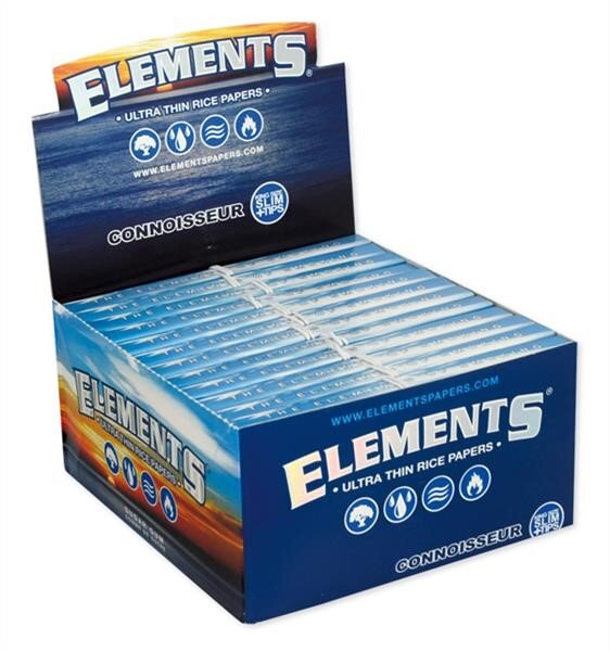 ELEMENTS - Connoisseur - Blue - King Size Slim + Tips - Box - 24 Stück