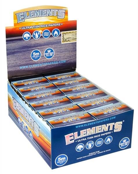ELEMENTS - Rolls - Blue - King Size Slim - 5m - Box - 24 Stück