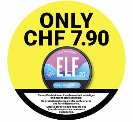 ELF Nicotine Pouches, Gestell-Wobbler mit Preisauszeichnung 7.90