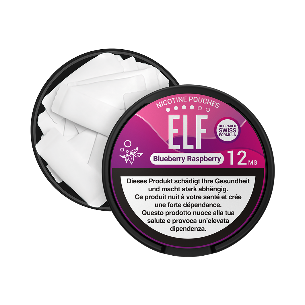 5 x ELF Nicotine Pouches Blueberry Raspberry, 12mg