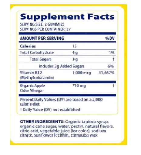 Enzymedica Apple Cider Vinegar Gummies 74 Gummies