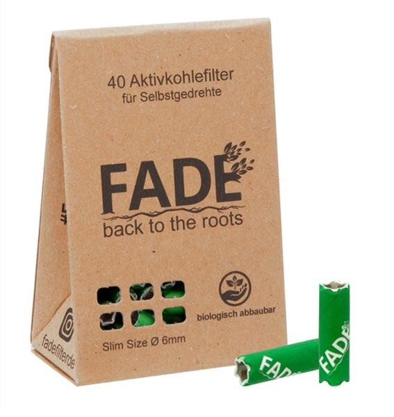 FADE - Aktivkohlefilter - Slim Size - 6.4mm - GREEN - Box - 40 Stück