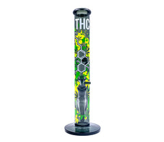 FIRE-FLOW x Black Leaf - Glas Bong - THC Molecule - 51mm - 40cm