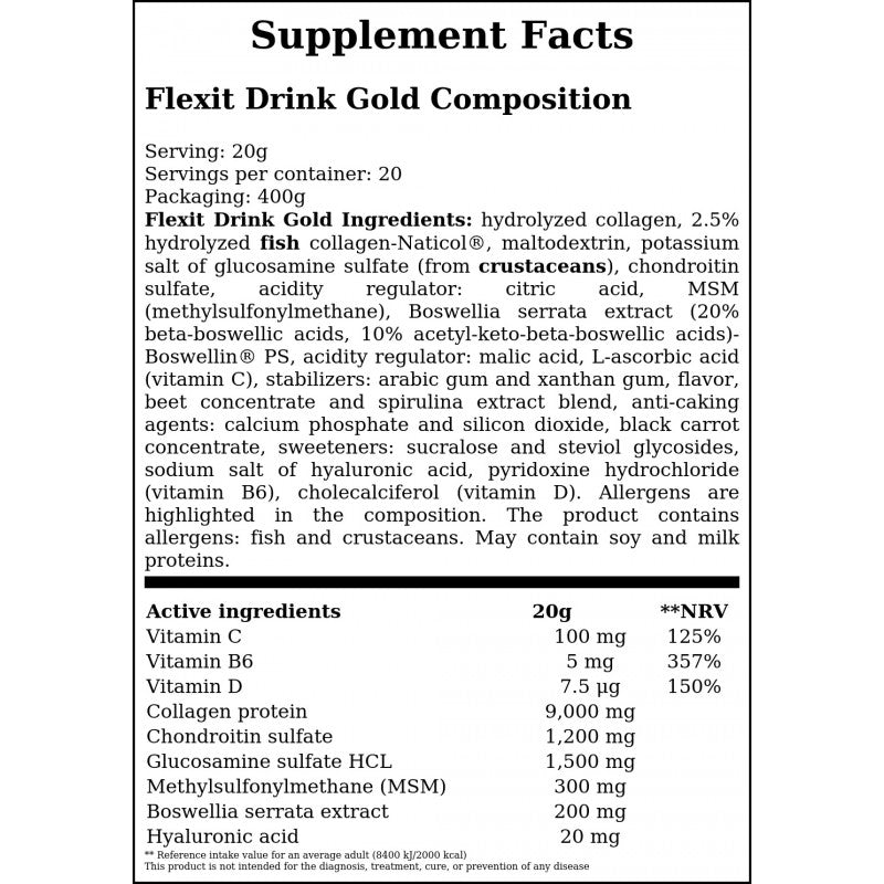 Flexit Drink Gold - 400g - Blackcurrant x6