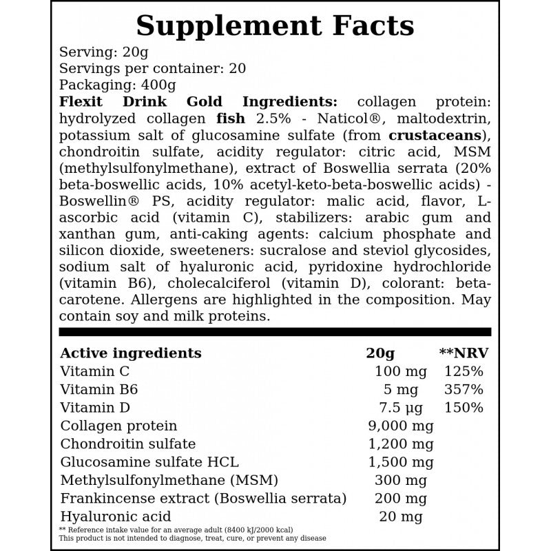 Flexit Drink Gold - 400g - Orange x6