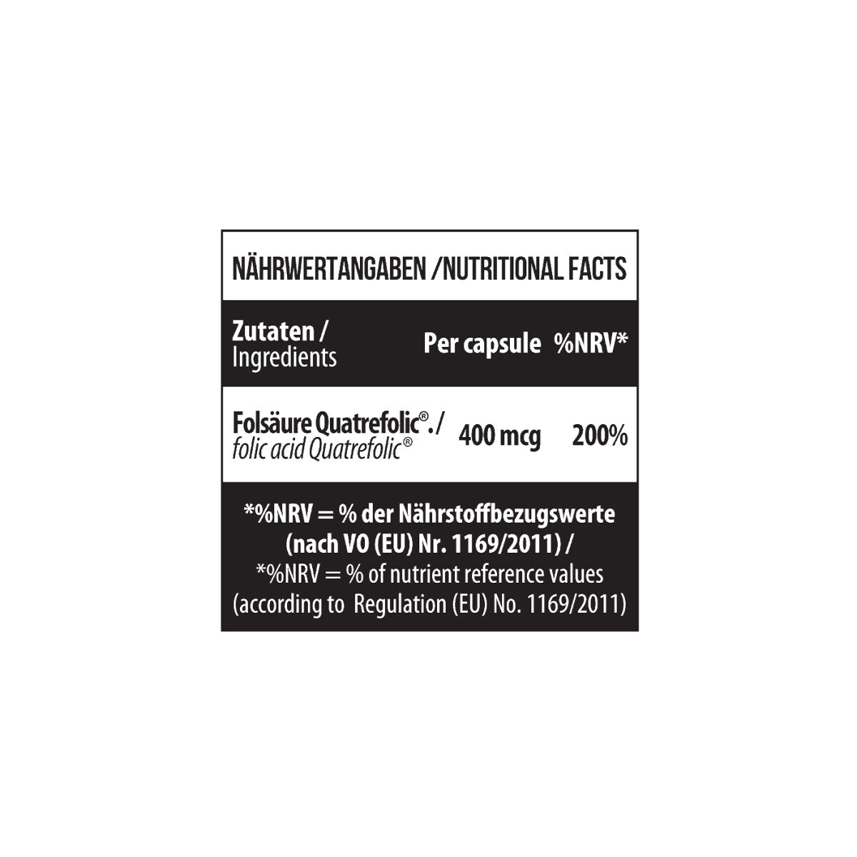 FOLATE 400 Quatrefolic® (folic acid (5-mthf)) 180 Caps