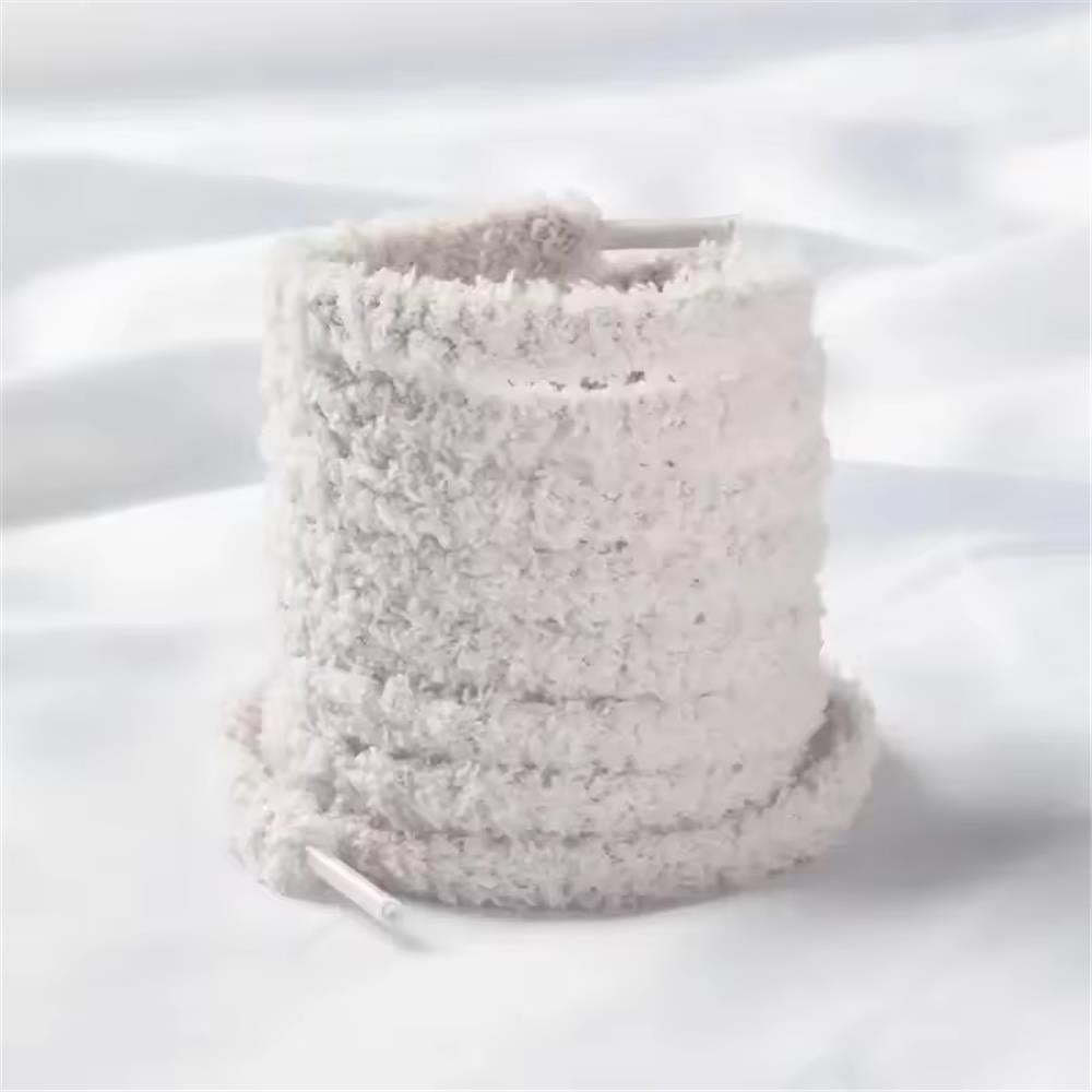 Fuzzy Laces Flat, Plüsch-Schnürsenkel, grau