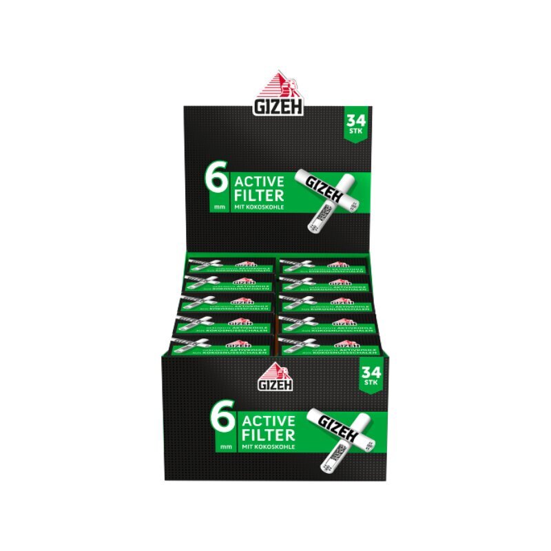 GIZEH - Active Filter 6mm - Black - Box - 10 x 34 Stück