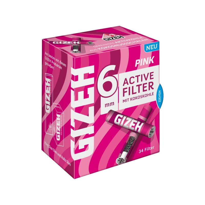 GIZEH - Active Filter 6mm - Pink - Box - 10 x 34 Stück