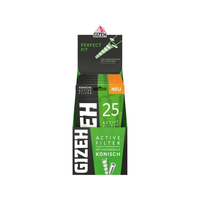 GIZEH - Active Filter konisch - Black - Bag - 6 x 25 Stück