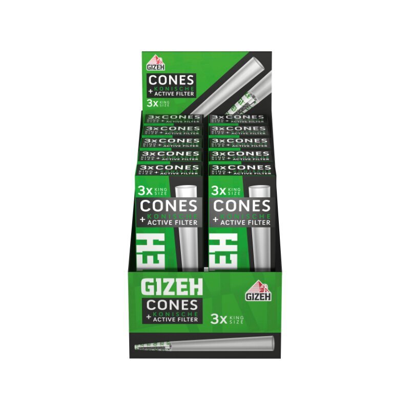 GIZEH - Cones + Kon. Active Filter - Black - 10 x 3 Stück