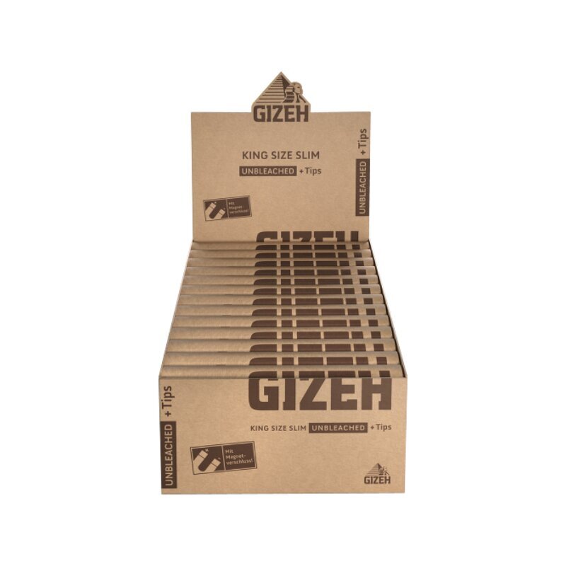 GIZEH - King Size Slim + Tips - Unbleached - Box - 26 Stück