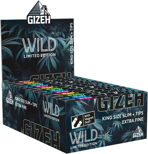 GIZEH - King Size Slim + Tips - WILD - Display - 26 x 34 Stück