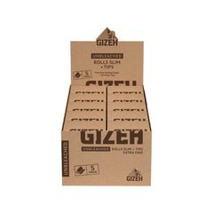 GIZEH - Rolls Slim + Tips - Unbleached - 5 Meter - Box - 20 Stück