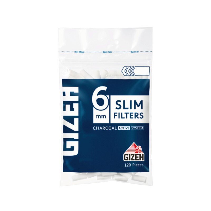 GIZEH - Slim Filter 6mm Aktivkohle - Bag - 20 x 120 Stück