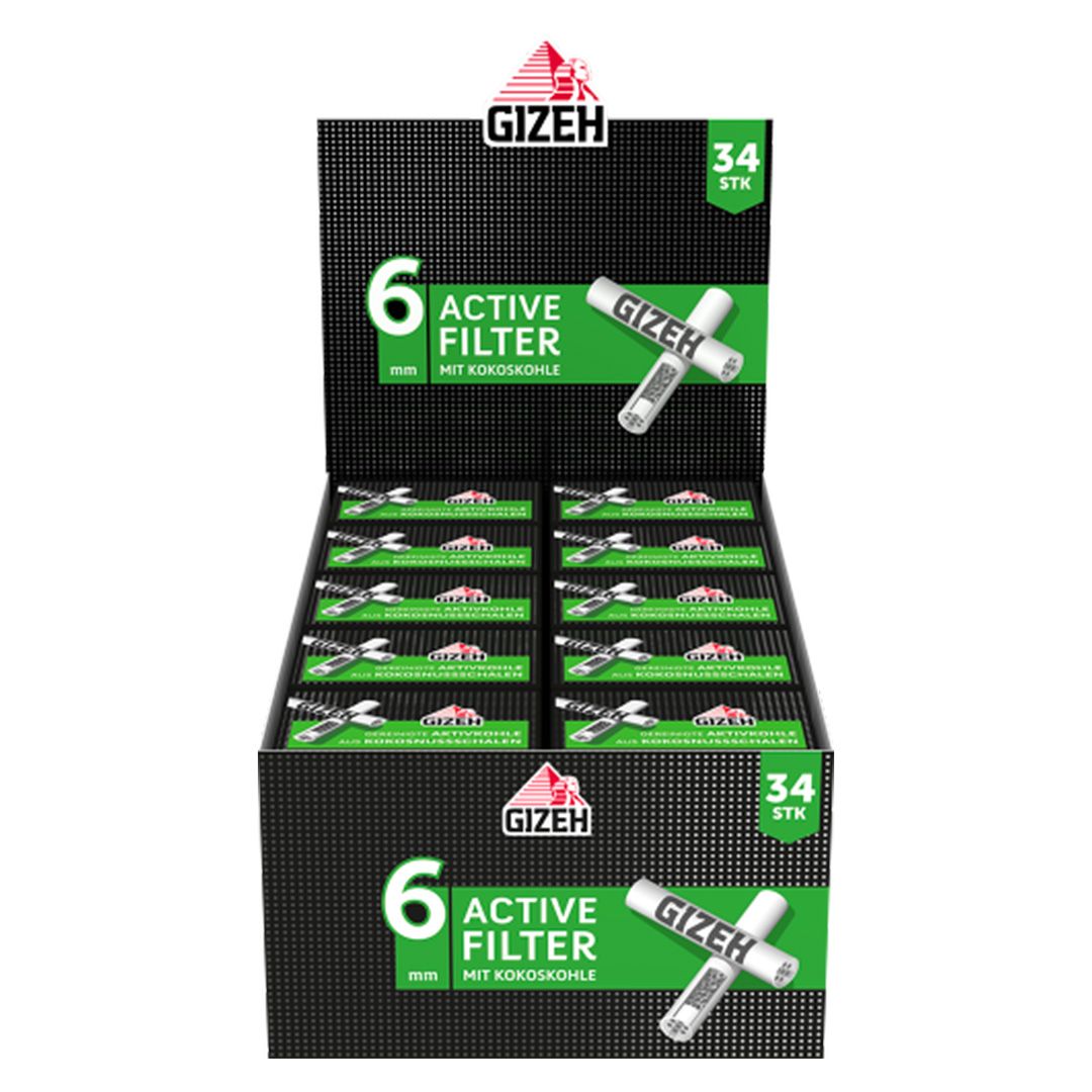 GIZEH Aktivkohle Filter 6mm (10 x 34Stk)