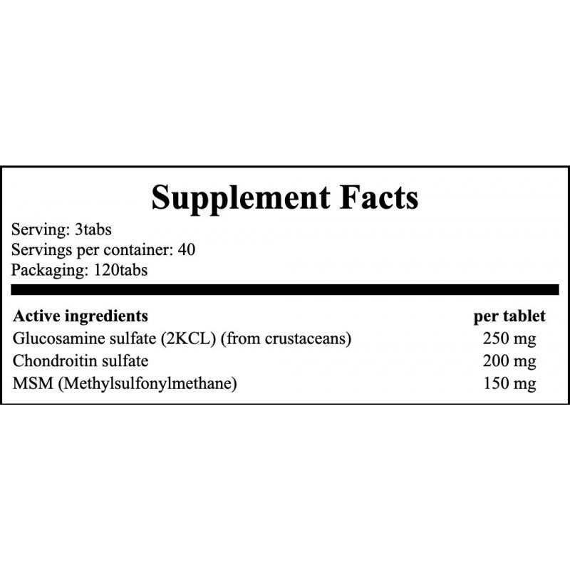Glucosamine, Chondroitin & MSM - 120tabs.