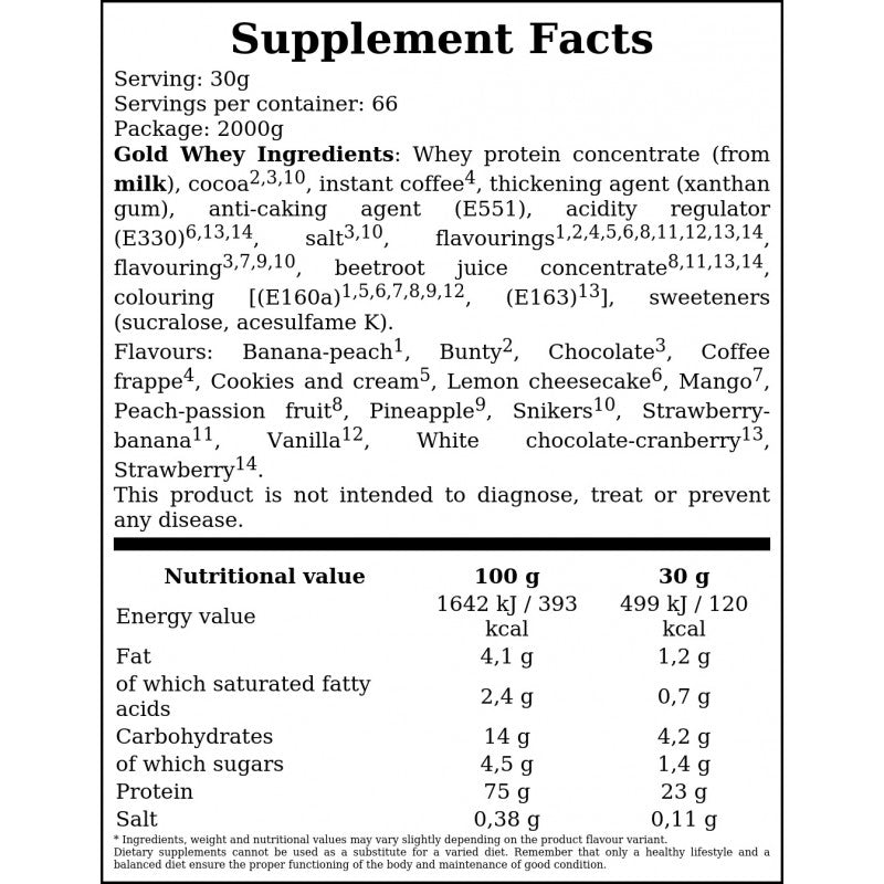 Gold Whey - 2000g - Strawberry x4
