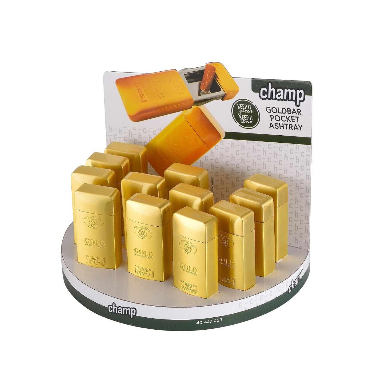 Goldbar Taschenaschenbecher - Display - 12 Stück