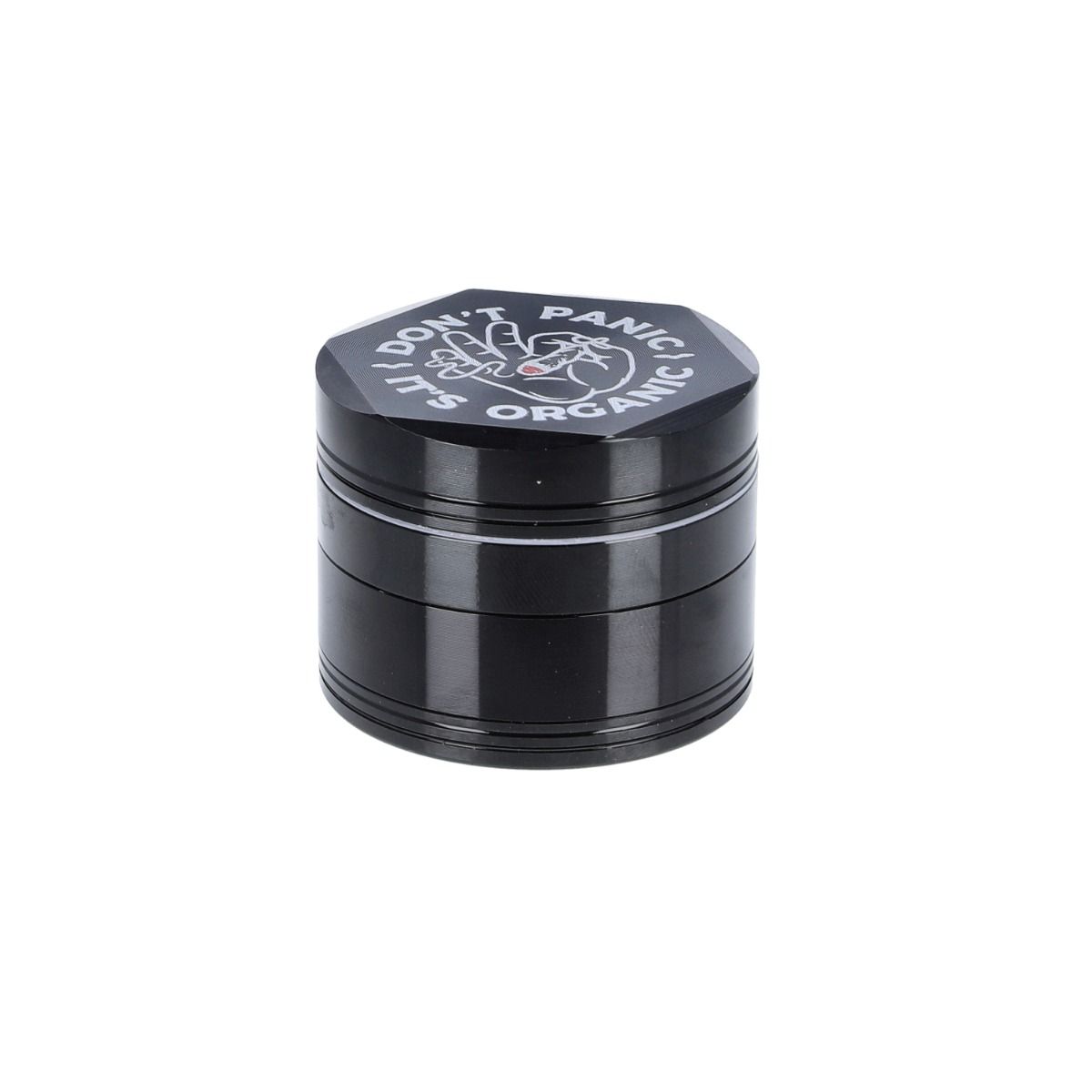 Grinder Aluminium Don't Panic, schwarz, 4tlg.