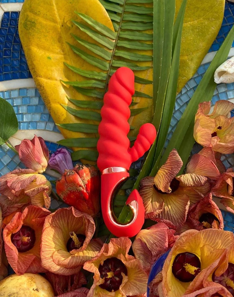 Gvibe - GCandy Mini - Gerippter Rabbit-Vibrator - Rot