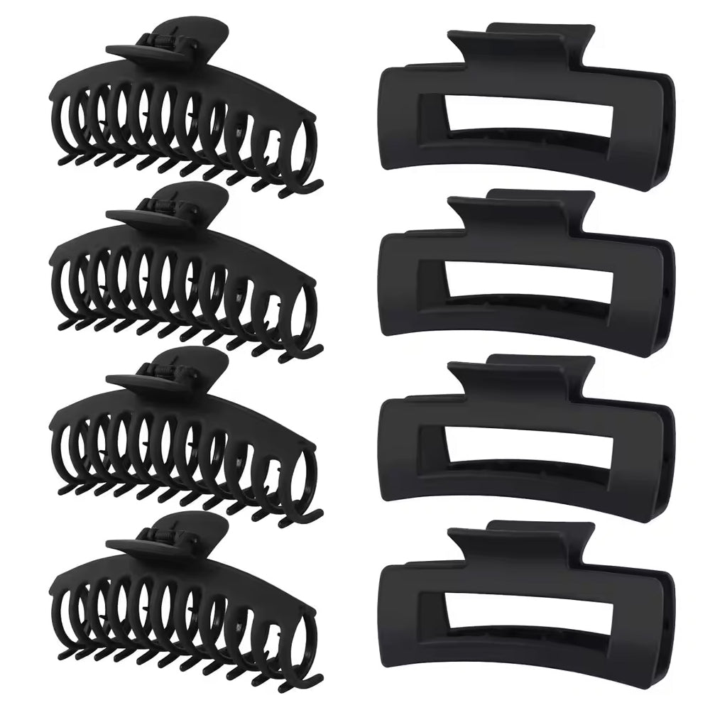 Haarklammer Gross 8er-Set, schwarz