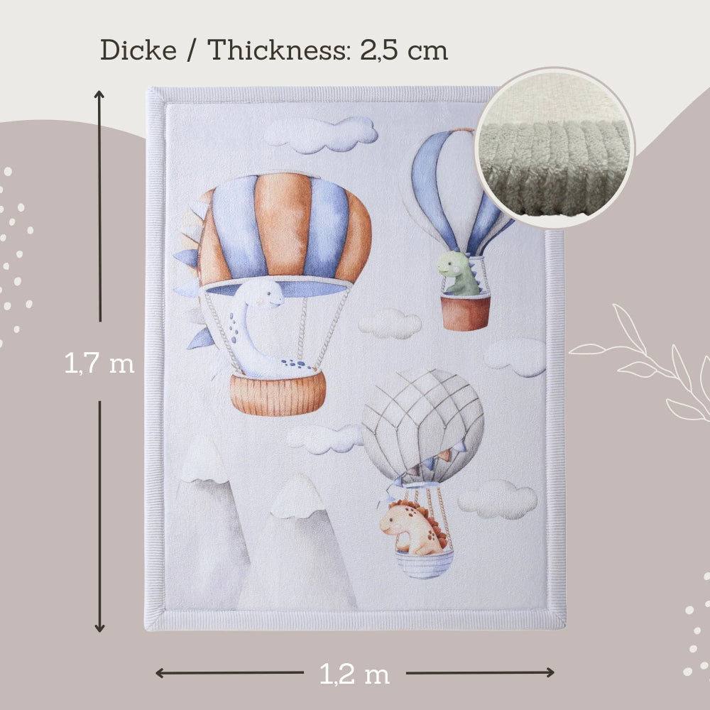 Hakuna Matte Samtmatte, Wolke Spielmatte, 1.7 x 1.2 m, Dinosaur Balloons