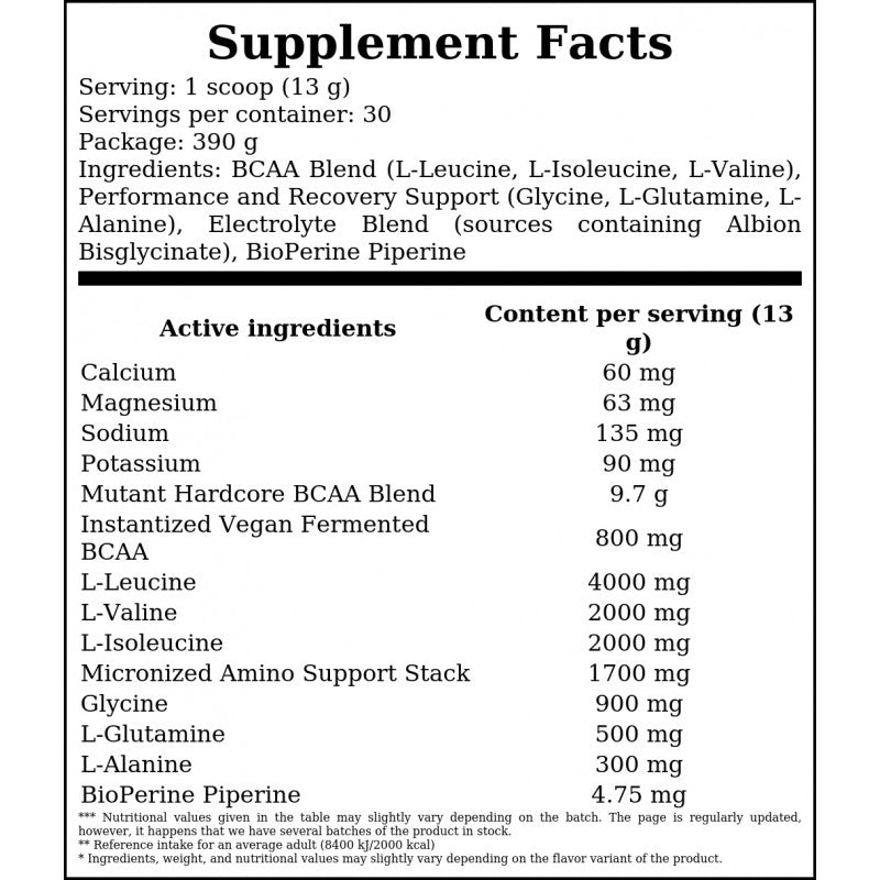 Hardcore BCAA - 390g - Lemonade x12