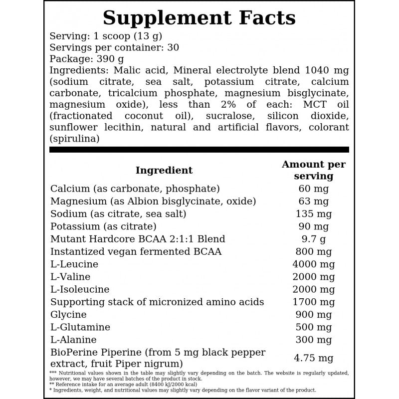 Hardcore BCAA - 390g - Peach x12