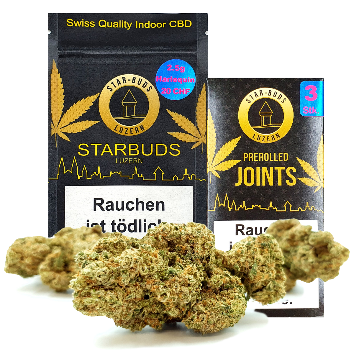 STAR-BUDS Indoor CBD Blüten, Harlequin 2.0, 10g (kleine Blüten)